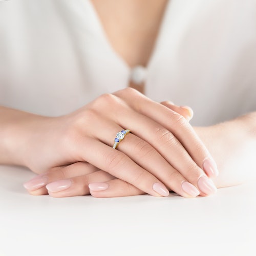 Pierścionek zaręczynowy Dream: złoty, akwamaryn